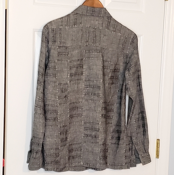 Linen Full Snap Button Down Minimalist Capsule Neutral Shirt 0/small Chico's - Picture 12 of 15